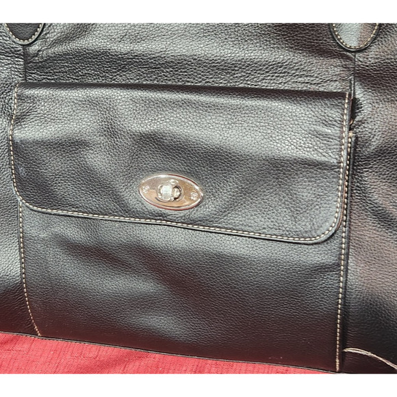 Vintage BLACK Jaguar Leather Briefcase Bag w/ Clean Interior - Picture 2 of 8